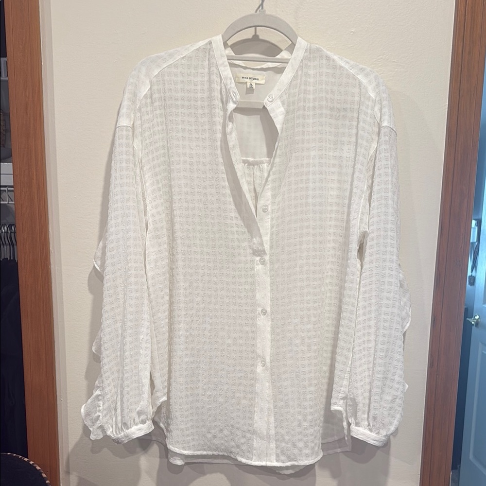 Max Studio White Relaxed Button Down Shirt